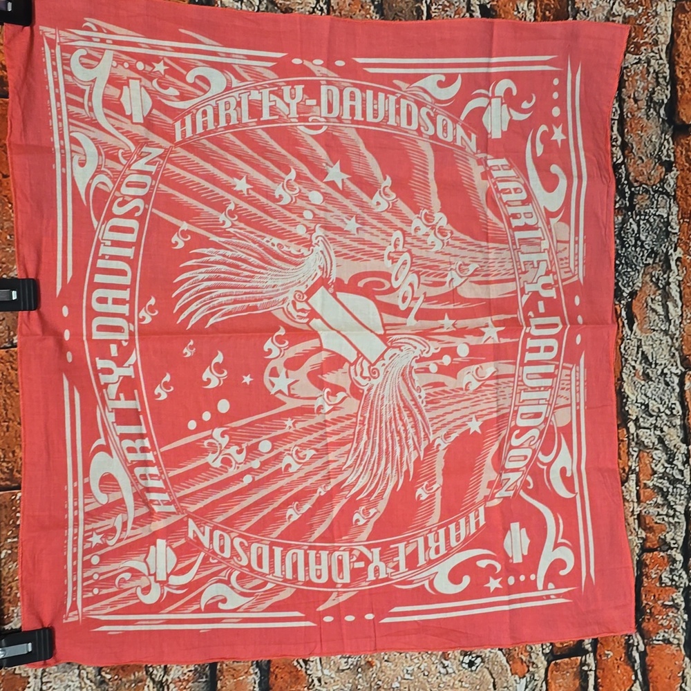 Harley-Davidson Pink / Coral Bandana with White Design